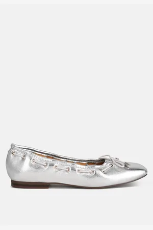 RAG & CO Marlow Metallic Eyelet Detail Bow Ballerinas