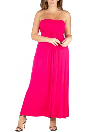 24Seven Comfort Apparel Plus Size Strapless Maxi Dress