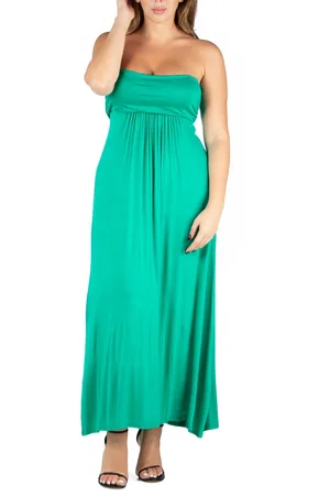 24Seven Comfort Apparel Plus Size Strapless Maxi Dress