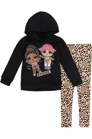 L.O.L. Surprise Girls Roller Sk8er Daring Diva Diva Pullover Fleece Hoodie and Leggings Outfit Set to - Black / gold