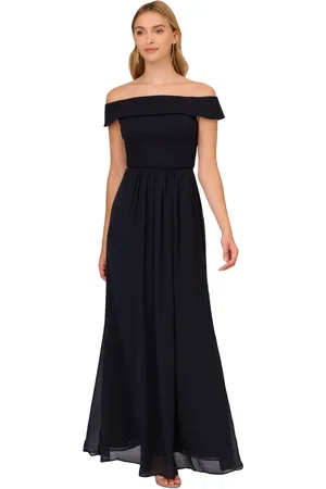 Adrianna Papell Off-The-Shoulder Chiffon Gown
