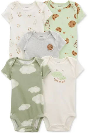 Carters Baby Boys and Baby Girls 5-Pc. Short Sleeve Bodysuits Set - Milk Cookies