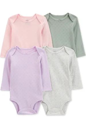 Carters Baby Girls Long-Sleeve Pointelle Bodysuits, Pack of 4