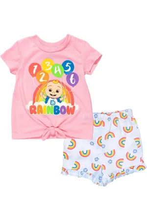 Cocomelon Baby Girls Jj T-Shirt and Shorts Outfit Set to - Pink/white
