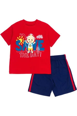 Cocomelon Baby Boys Jj Cody T-Shirt and Mesh Shorts Outfit Set to - Red / blue