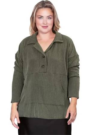 Standards & Practices Plus Size Long Sleeve Collared Henley Button Up Shirt