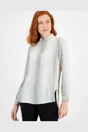 Anne Klein Dot-Print Tunic - Anne White/Anne Black