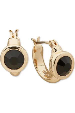 Karl Lagerfeld Gold-Tone Crystal Hoop Earrings