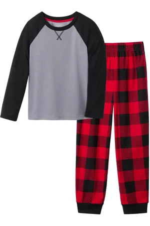 Cuddl Duds Boys Plaid Butter Fleece Jogger Pajama Set