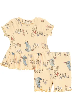 WINNIE THE POEH Toddler Girls Peplum T-Shirt and Bike Shorts Outfit Set - , yellow
