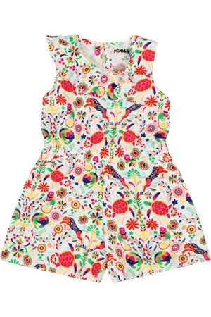 Mixed Up Girls Asymmetric Ruffle Cozy Animal Print Shorts Romper - White/Red