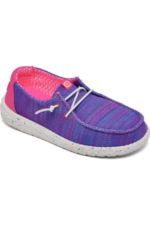 Hey dude Little Girls Wendy Stretch Mesh Casual Moccasin Sneakers from Finish Line - Purple/Pink