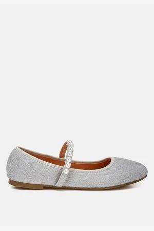 London Rag Corphee Pearl Strapped Glitter Ballerinas