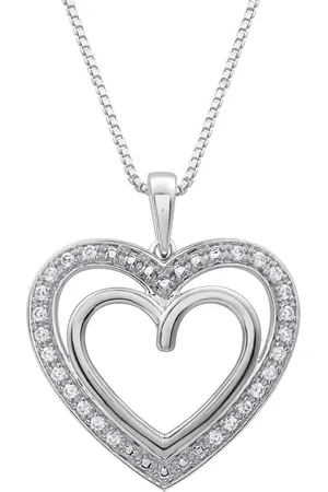 Marsala Diamond Double Heart Halo 18" Pendant Necklace (1/4 ct. t.w.) in