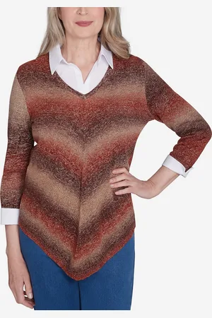 Alfred Dunner Classic Chevron Ombre Woven Sweater