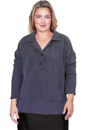 Standards & Practices Plus Size Long Sleeve Collared Henley Button Up Shirt