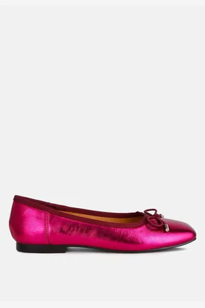 RAG & CO Primrose Metallic Pleather Bow Ballerinas