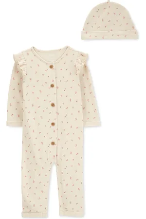 Carters Baby Girls 2-Pc. Printed Jumpsuit & Beanie Set