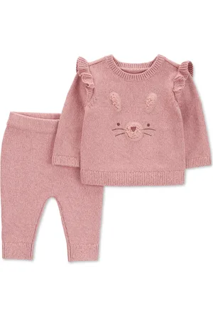 Carters Baby Girls 2-Pc. Ruffled Bunny Sweater & Knit Pants Set