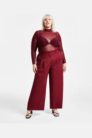 Bar Iii Trendy Plus Size High-Rise Wide-Leg Pants, Created for Macy