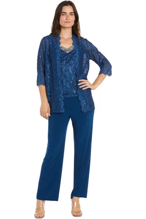 R & M Richards Plus Size Embellished Jacket, Sleeveless Top and Pants Set