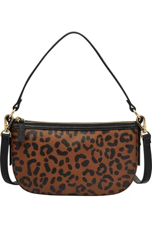 Fossil Jolie Leather Small Crossbody Bag - Black/Leopard