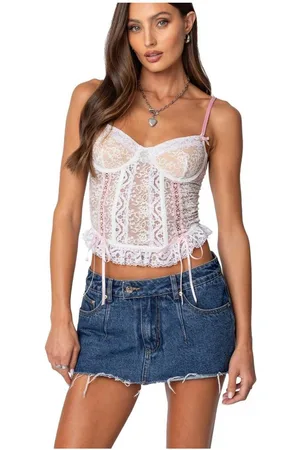 Edikted Womens Nicolette Sheer Lace Corset