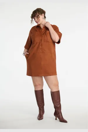 Eloquii Plus Size Faux Suede Mini Shirt Dress