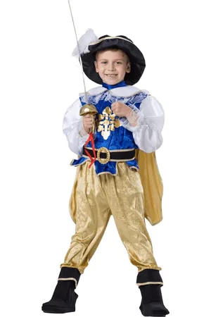 Dress up America Musketeer Costume Set- Toddlers Boys - Blue / Gold