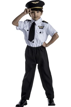 Dress up America Pilot Costume Set - Toddlers Boys & Girls - White / Black