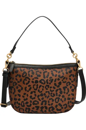 Fossil Jolie Leather Small Crossbody Bag - Black/Leopard