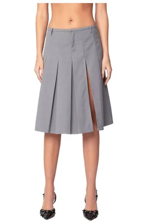 Edikted Womens Ethel Side Slit Pleated Midi Skirt