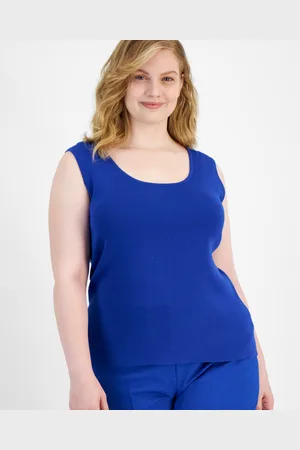 Tahari ASL Plus Size Scoop Neck Sleeveless Sweater