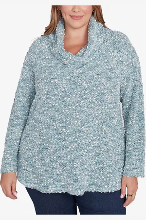 RUBY Plus Size Cowl Neck Cozy Boucle Knit Top