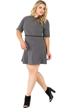 Standards & Practices Plus Size A-Line Suiting Zipper Mini Dress