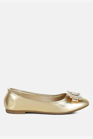 London Rag Navik Rhinestone Buckle Metallic Ballerinas