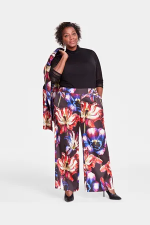 I.N.C. International Concepts Plus Size Satin Printed Wide-Leg Pants, Created for Macy