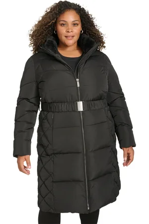 Calvin Klein Plus Size Belted Hooded Puffer Coat