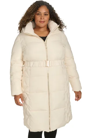 Calvin Klein Plus Size Belted Hooded Puffer Coat