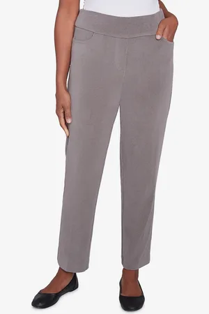 Alfred Dunner Petite Copenhagen Knit Corduroy Faux Fly Pull On Average Length Pants