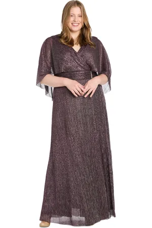 R & M Richards Plus Size Surplice-Neck Cape Dress