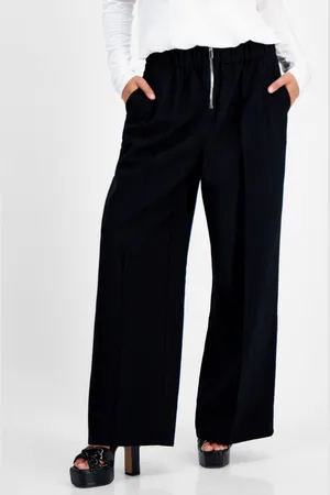 Bar Iii Petite Zip-Front High Rise Wide-Leg Pants, Created for Macy
