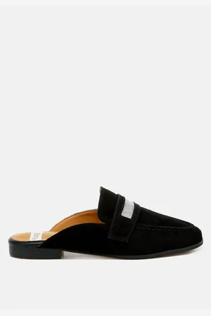 RAG & CO Belorose Rhinestone Strap Suede Mules