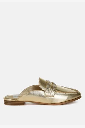 RAG & CO Adam Lane Stud Detail Metallic Pleather Mules