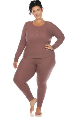 White Mark Plus Size Waffle Pajama Set