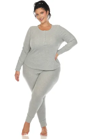 White Mark Plus Size Waffle Pajama Set