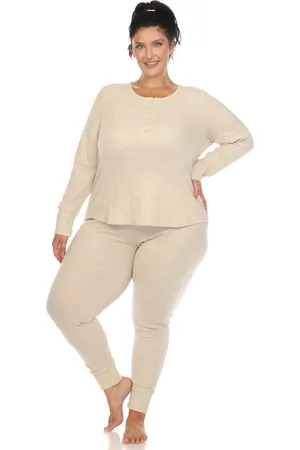 White Mark Plus Size Waffle Pajama Set