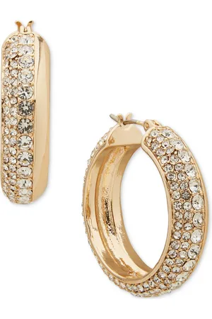 Karl Lagerfeld Pave Small Hoop Earrings, 0.85"