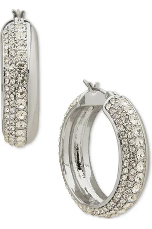 Karl Lagerfeld Pave Small Hoop Earrings, 0.85"