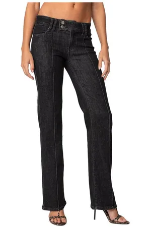 Edikted Womens Avril Boot Cut Low Rise Jeans